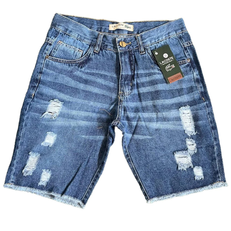 Bermudas masculina jeans rasgado estilo destroied slim fit