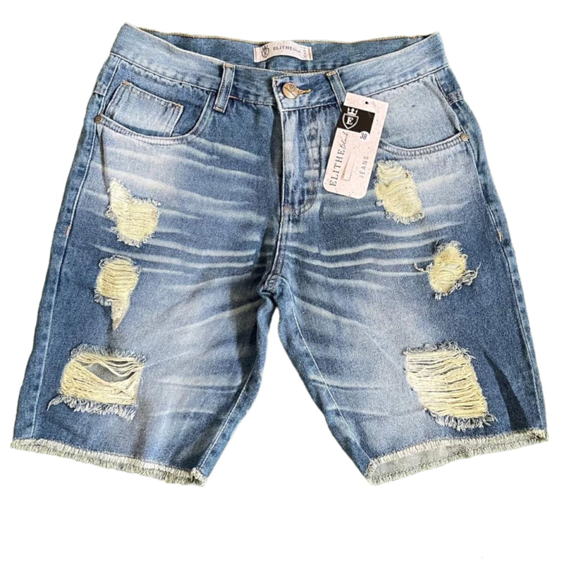 men's ripped denim shorts, destroyed style slim fit