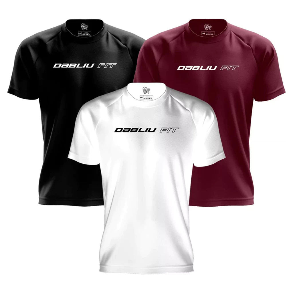 Kit 03 Camisas DRY FIT Basic Fit Academia Proteção  UV+35 Dabliu Fit