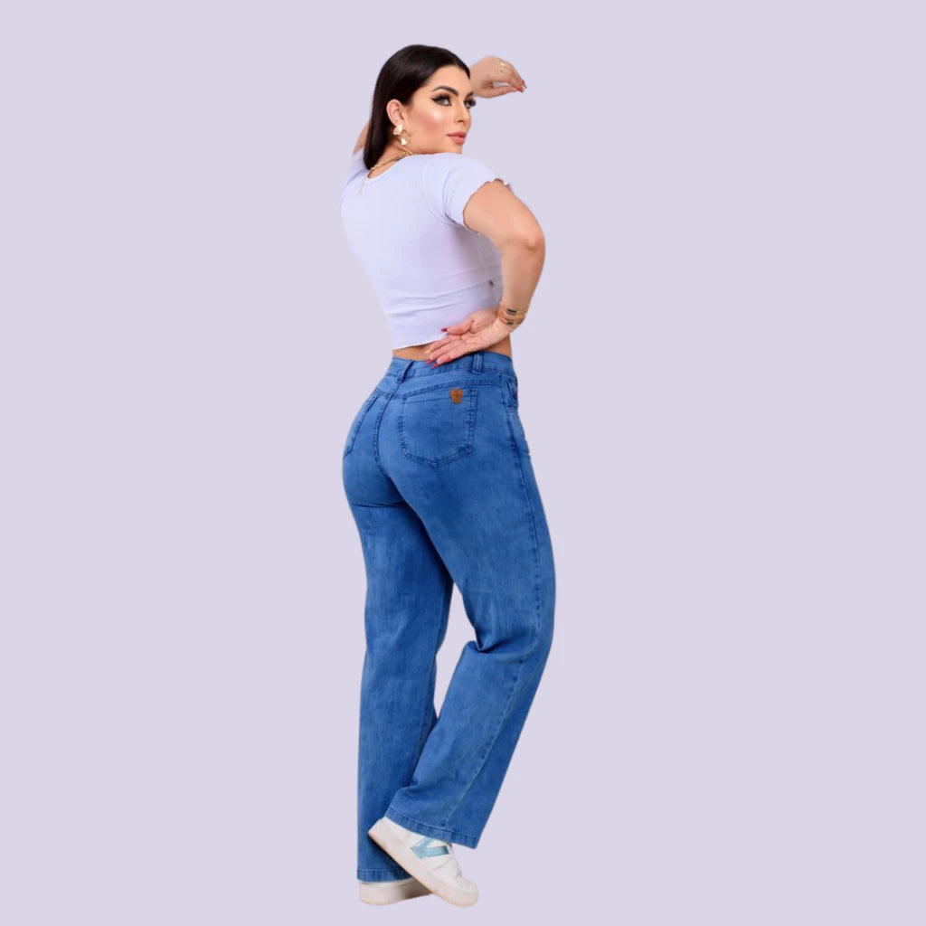 Wild Leg Jeans for Women High Waist Lycra Pantalone