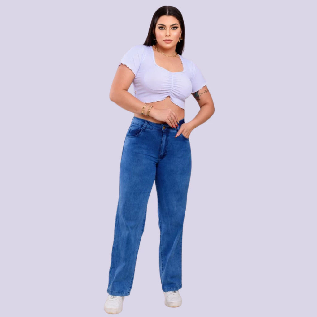 Wild Leg Jeans for Women High Waist Lycra Pantalone