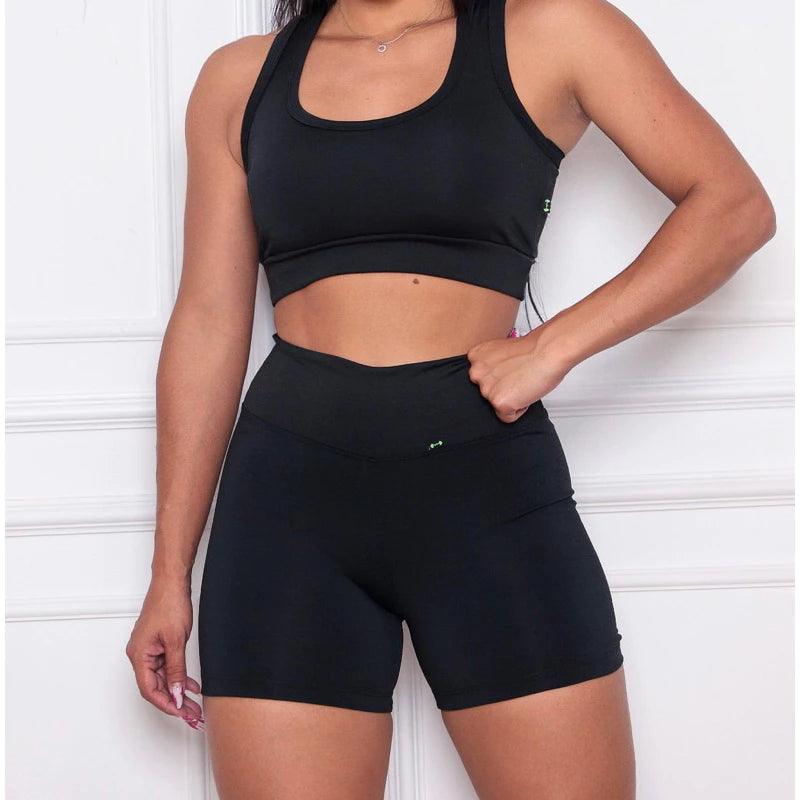 kit Top e Shorts feminino curto suplex