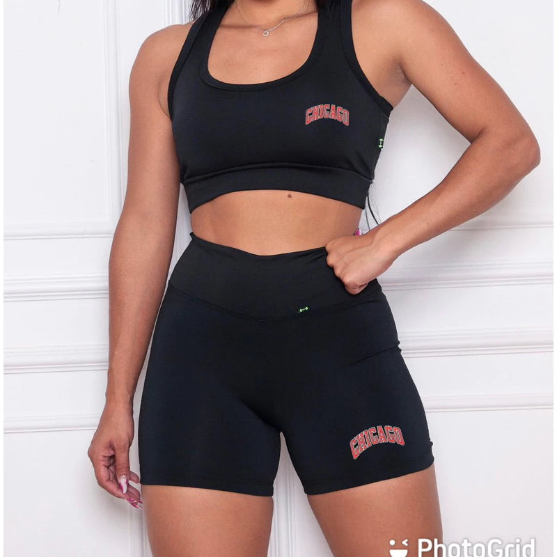 kit Top e Shorts feminino curto suplex