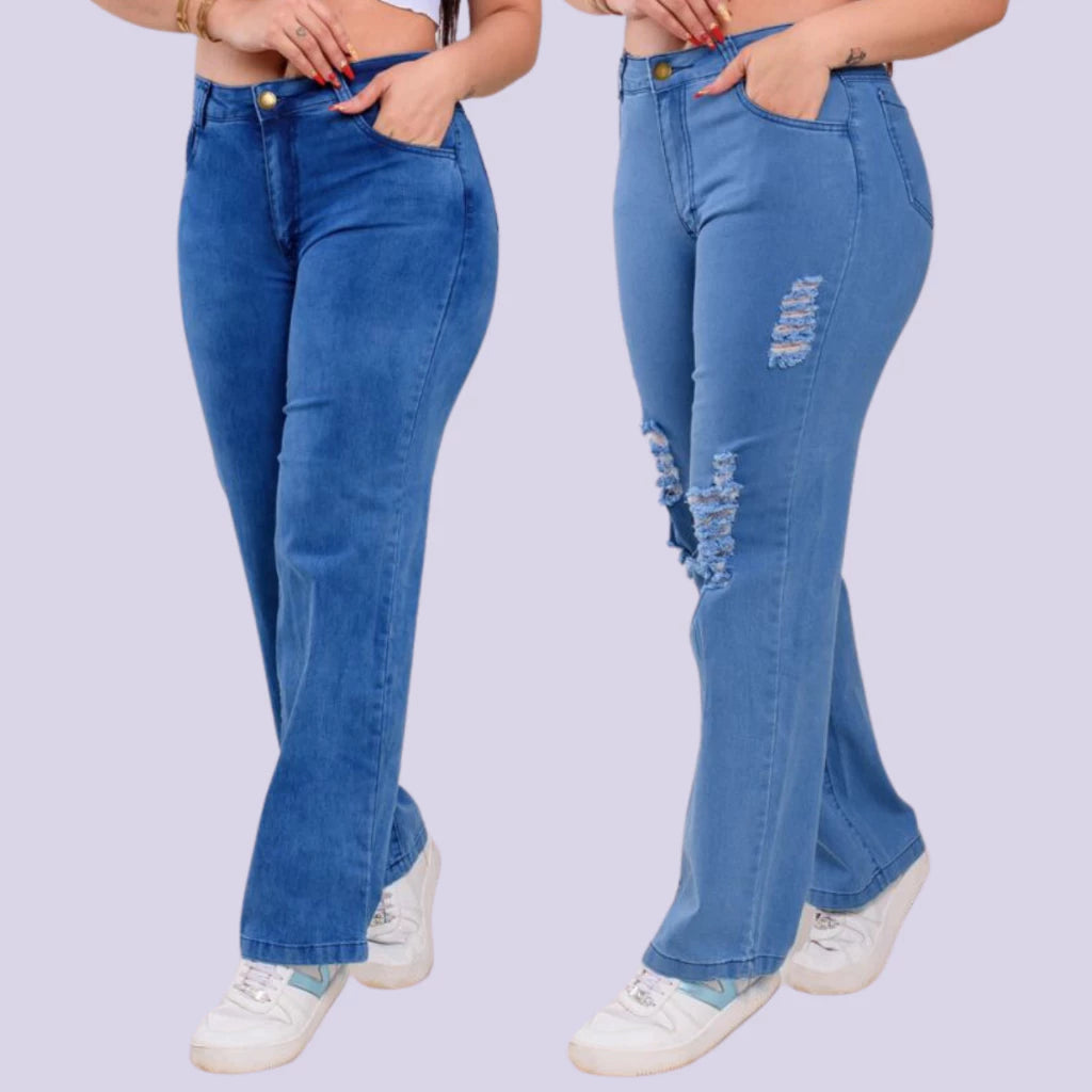 Wild Leg Jeans for Women High Waist Lycra Pantalone