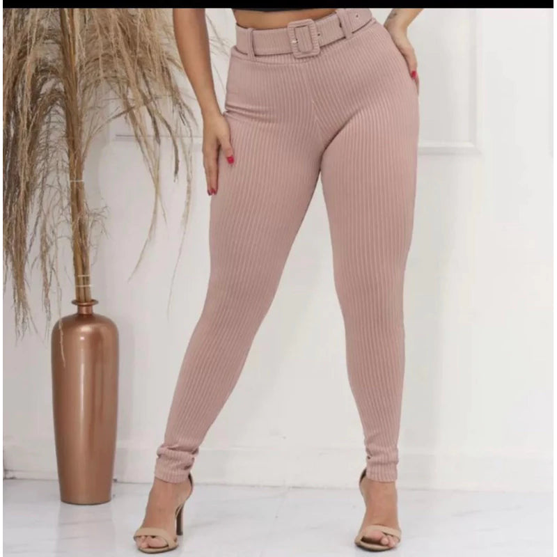 Calça confort skinny com cinto modeladora