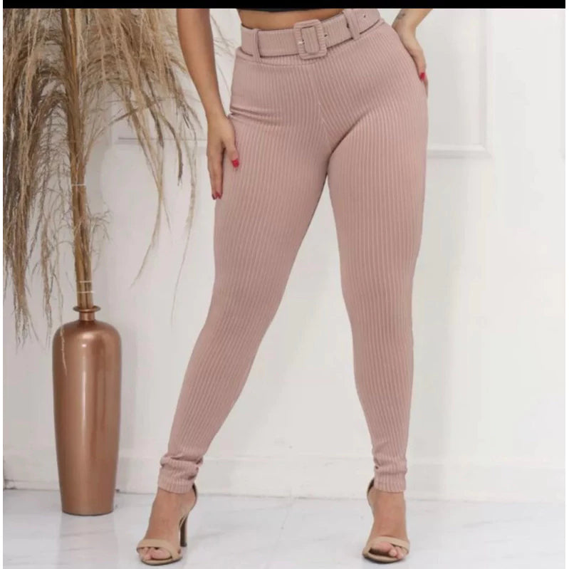 Calça confort skinny com cinto modeladora