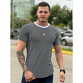 Camisa listrada camiseta masculina Longline. camisa oversized masculino