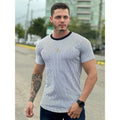 Camisa listrada camiseta masculina Longline. camisa oversized masculino