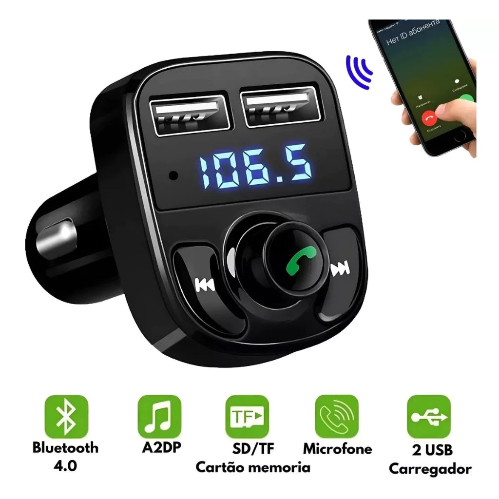 Adaptador Bluetooth Para Carro Transmissor FM - X8