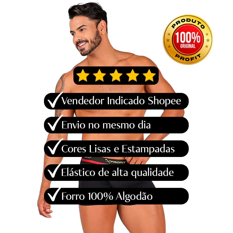 Kit 5 Cuecas Boxer de ALGODÃO Masculina Adulta Cueca Box