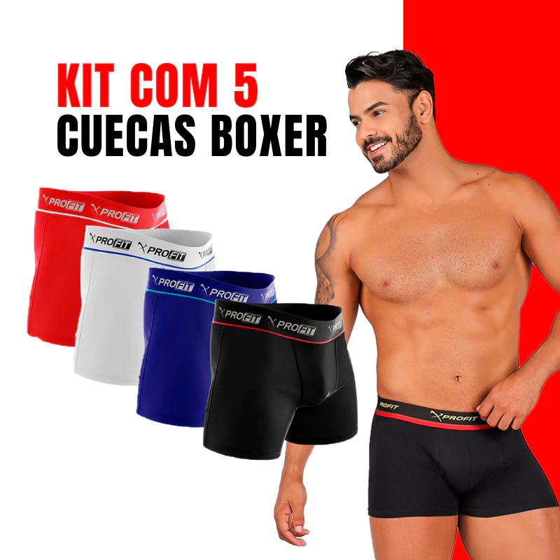 Kit 5 Cuecas Boxer de ALGODÃO Masculina Adulta Cueca Box