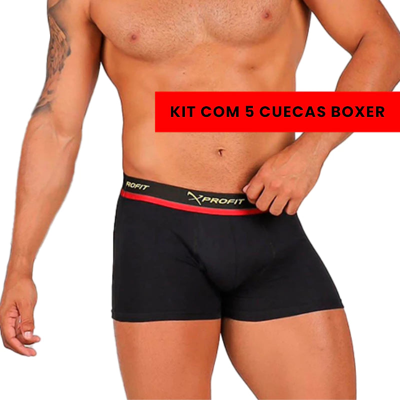 Kit 5 Cuecas Boxer de ALGODÃO Masculina Adulta Cueca Box