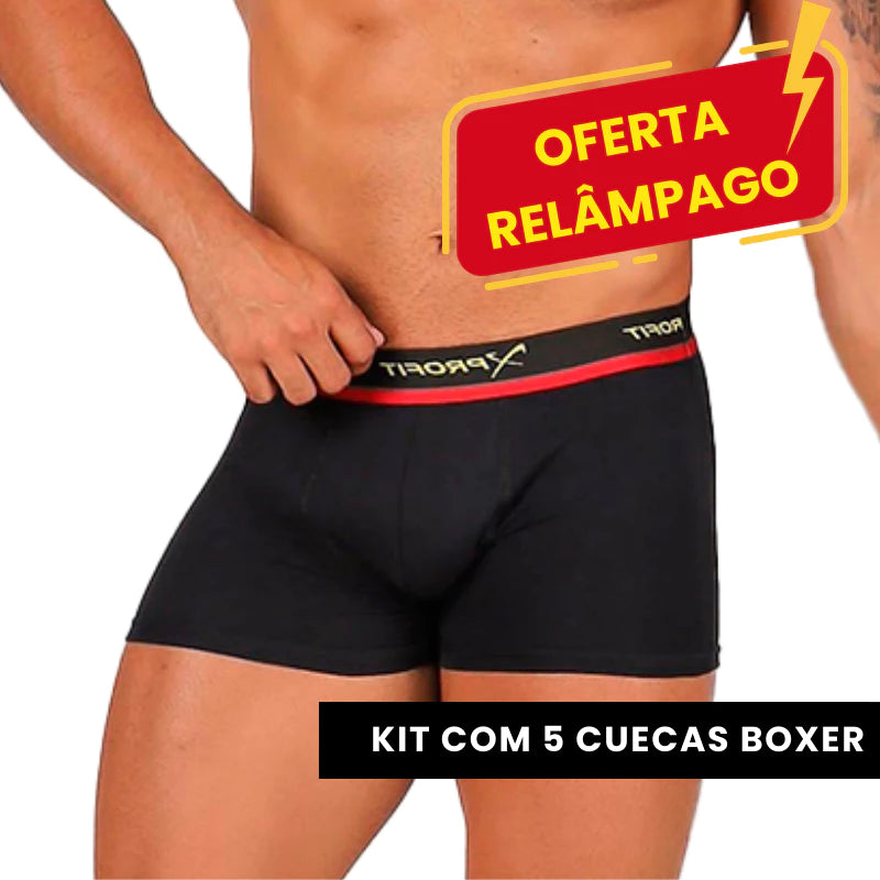 Kit 5 Cuecas Boxer de ALGODÃO Masculina Adulta Cueca Box