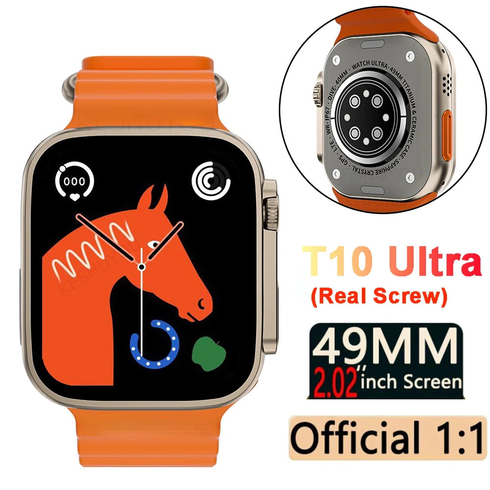 Smartwatch T10 Ultra 2 2023 Nova Série 9 Smart Watch 2.09 Inch HD 49mm Bluetooth Com Calculadora Carregamento Sem Fio Para Homens E Mulheres