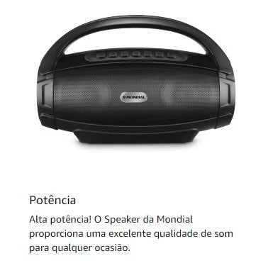 Caixa De Som Alto Falante Mondial Monster Sound II SK-07 Bivolt Potência 60W RMS Portátil Com Bluetooth Entradas Diversas Preto/Vermelho