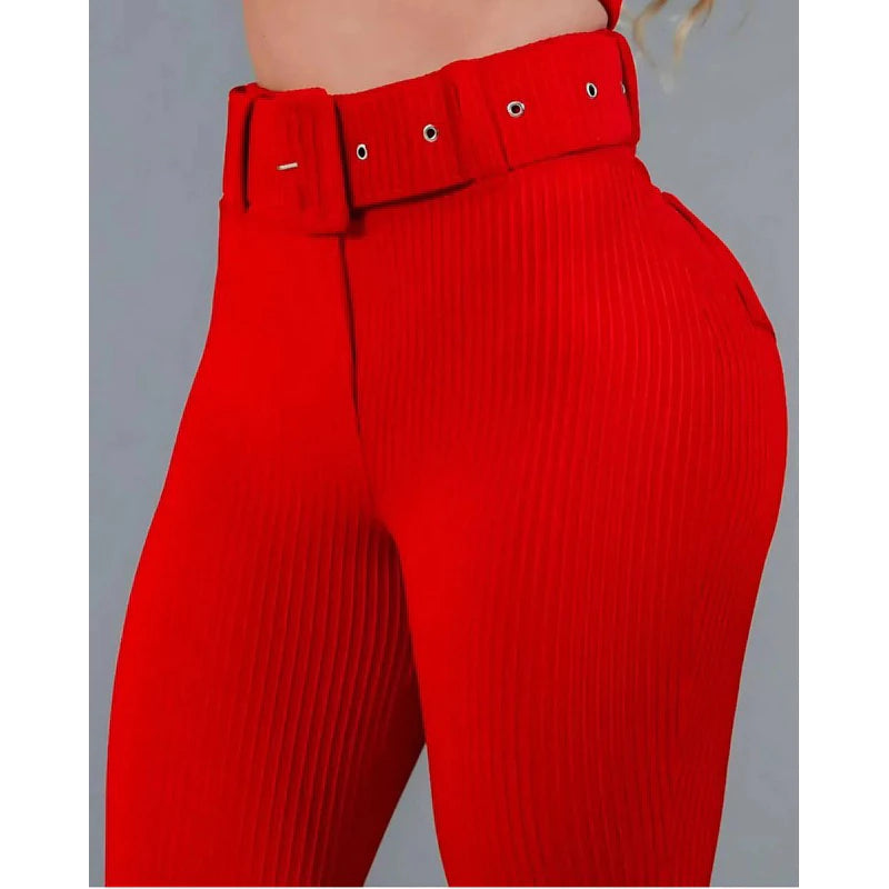 Calça confort skinny com cinto modeladora