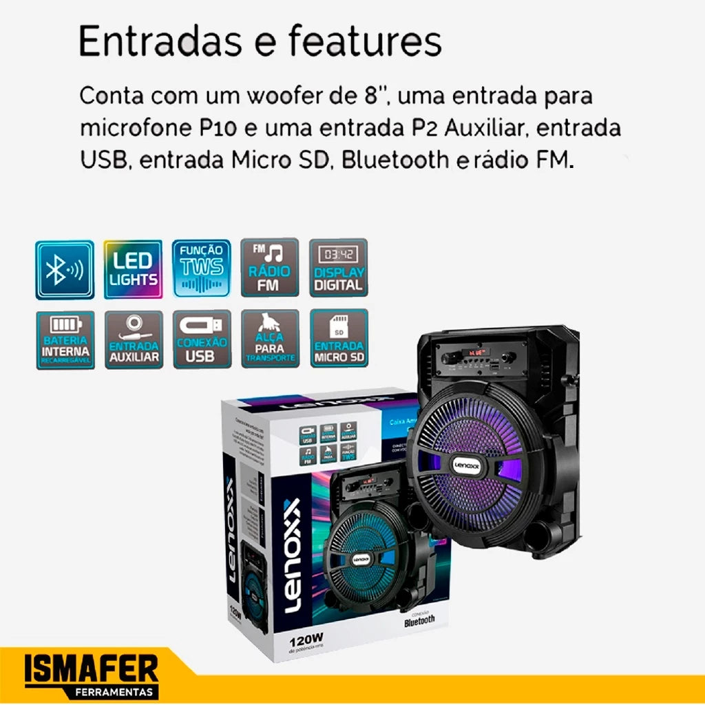 Caixa Caixinha Som Bluetooth Com Led Bateria Longa Duração