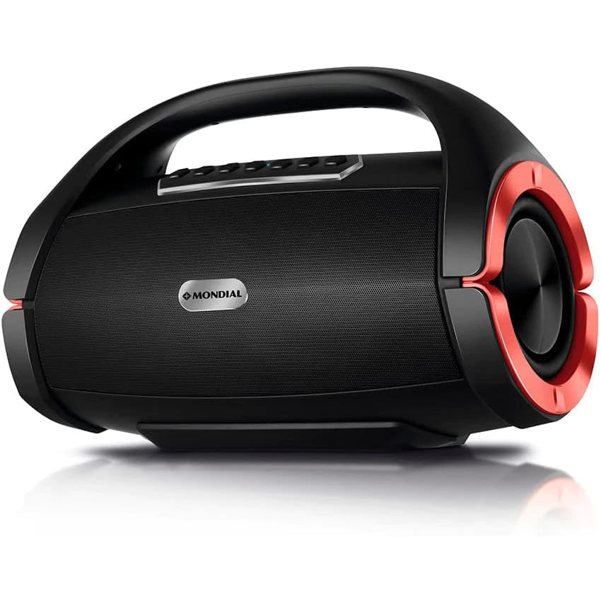 Alto-falante Speaker Caixa De Som Amplificada Mondial Monster Sound SK-06 Bivolt 150W Bluetooth Portátil + 1 Carregador Preto/Vermelho