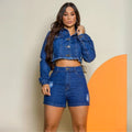 Jaqueta ou short Jeans Feminina CONJUNTO escura e clara ALTISSIMA QUALIDADE