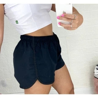 Short Feminino Plus de Tactel com Cadarço Praia Academia Caminhada Confortável