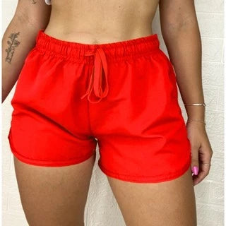 Short Feminino Plus de Tactel com Cadarço Praia Academia Caminhada Confortável