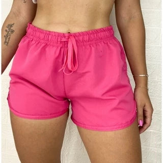 Short Feminino Plus de Tactel com Cadarço Praia Academia Caminhada Confortável