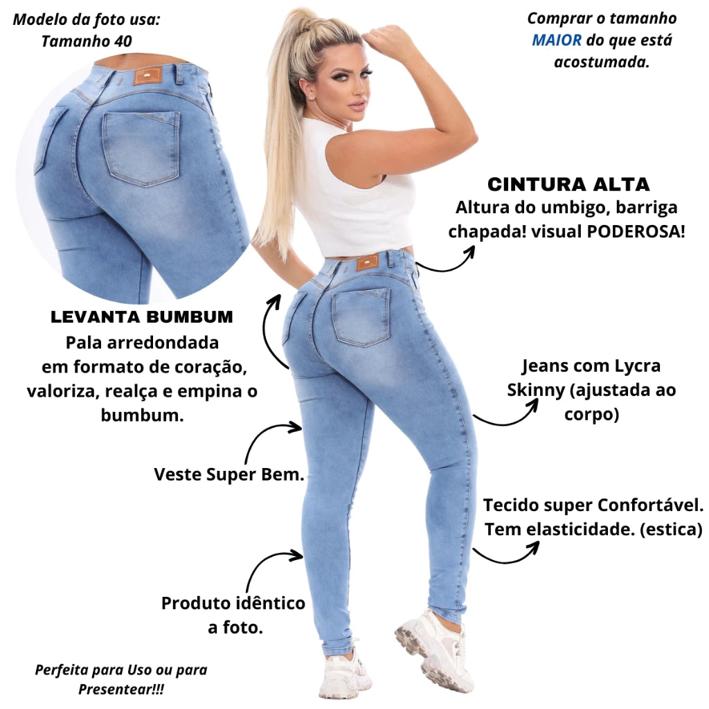 Calça Jeans Feminina Cós Curve Clara Empina Bum bum