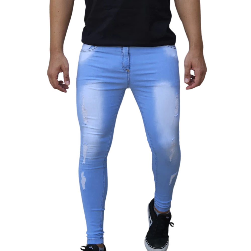 Calça Jeans Rasgada Destroyed Skinny Elastano  Masculina Premium