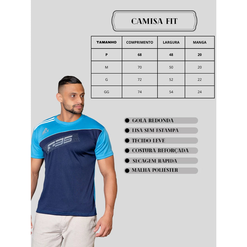 Camiseta DRY FIT Masculina 100% Poliéster Casual Treino Academia Exercícios Esportivos