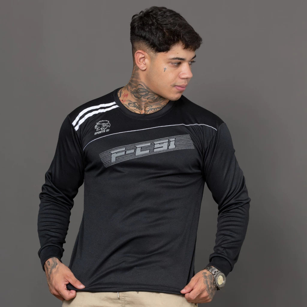 Camisa Camiseta Manga Longa DRY FIT Masculina Fitnes Treino Academia Corrida