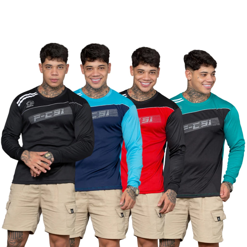 Camisa Camiseta Manga Longa DRY FIT Masculina Fitnes Treino Academia Corrida