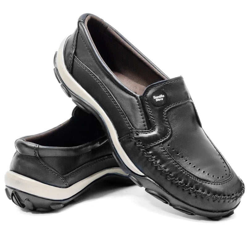 sapatilha Mocassim Masculina Toda em Couro Ligitimo Havana