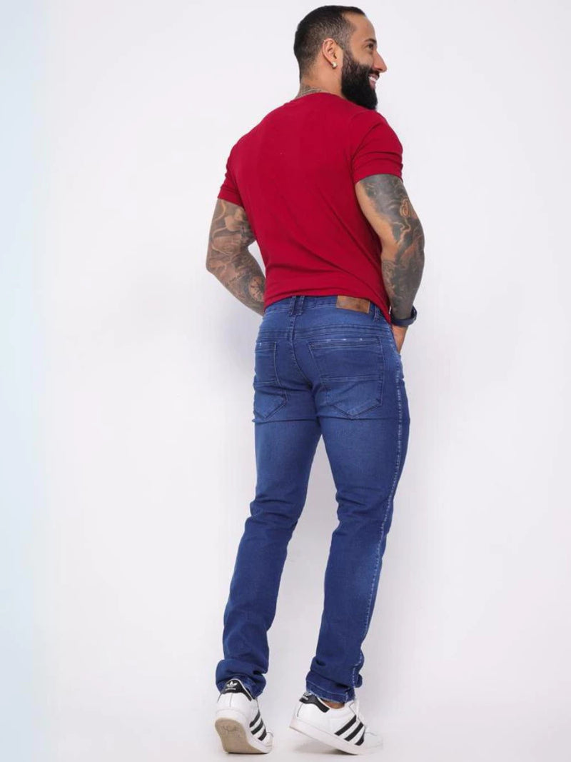 Calça Jeans Masculina Tradicional Com Elastano Lycra