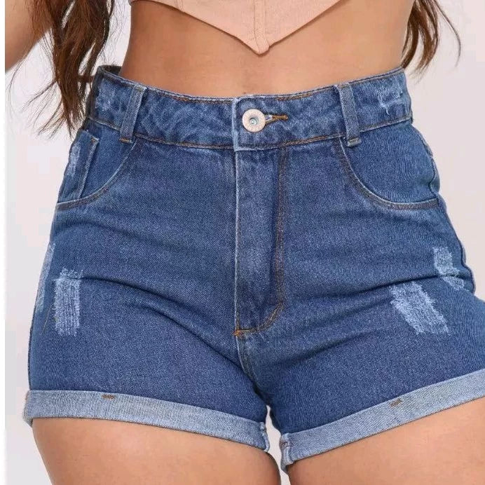 Shortinho curto Jeans Feminino Basico Hot Pants