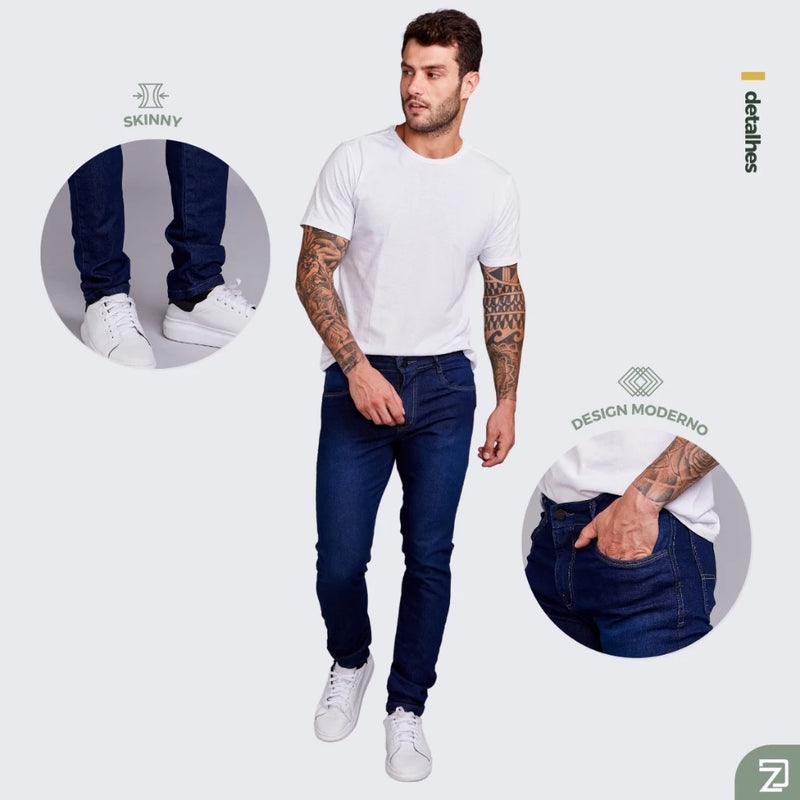 Calça Jeans Skinny Masculina Slim