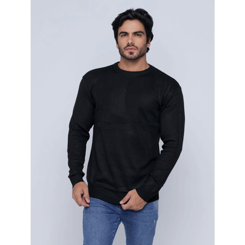 Blusa Masculina de Inverno Suéter Modal Liso Gola Redonda 3RD SD360