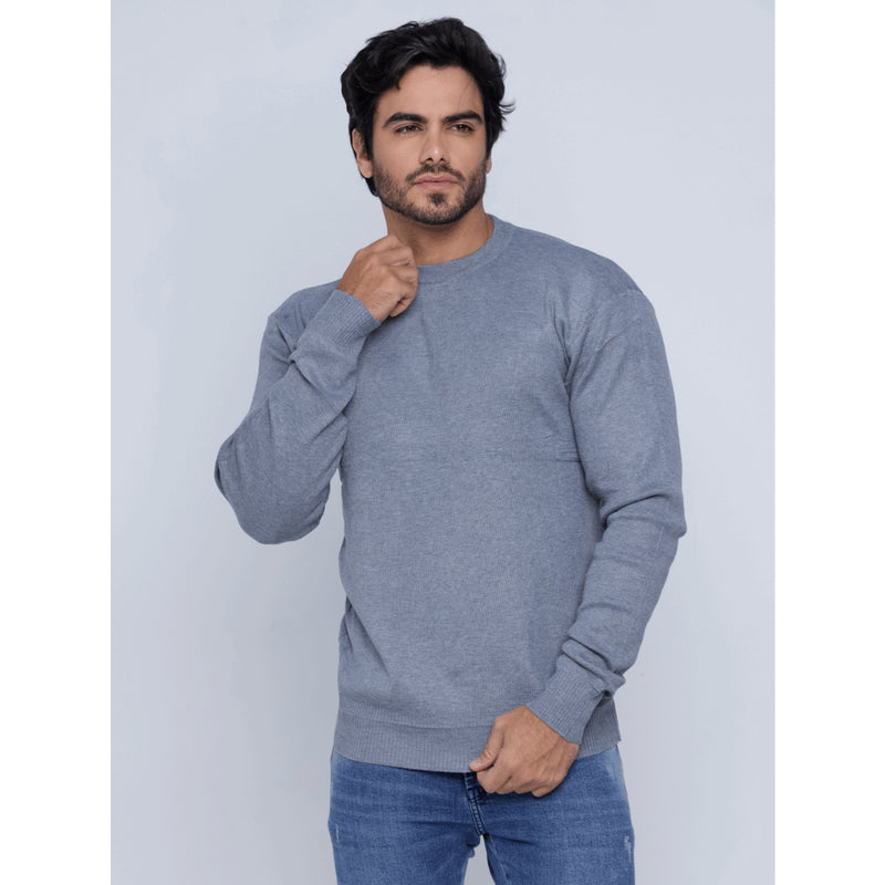 Blusa Masculina de Inverno Suéter Modal Liso Gola Redonda 3RD SD360