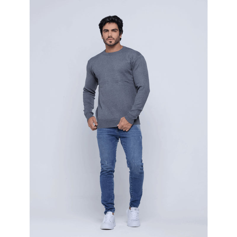 Blusa Masculina de Inverno Suéter Modal Liso Gola Redonda 3RD SD360