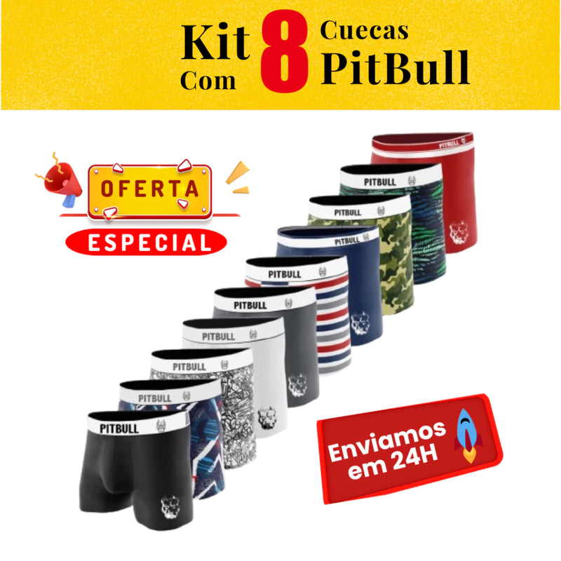 8 Cuecas Boxer Original PitBull Masculina - Coeca box  Masculino