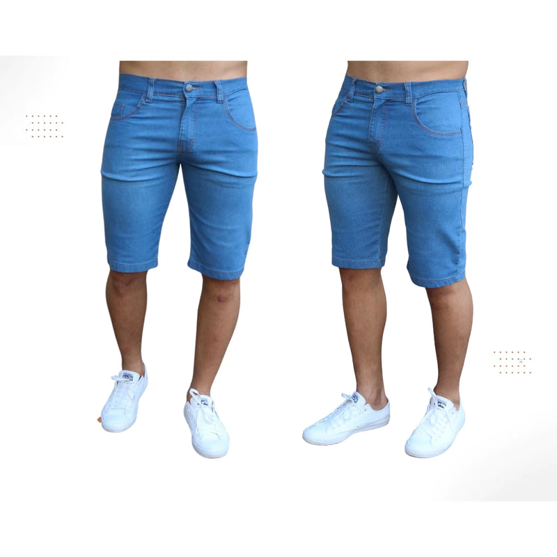 Kit 03 Bermudas Jeans Masculina Lycra Lisa Premium