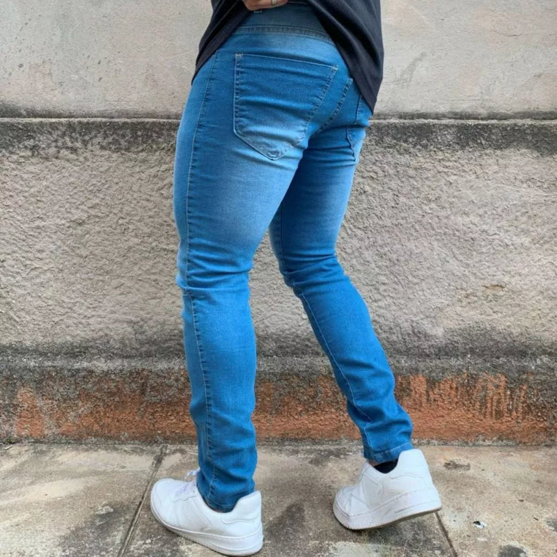 Calça Jeans Skinny Azul Masculina Casual Lançamento