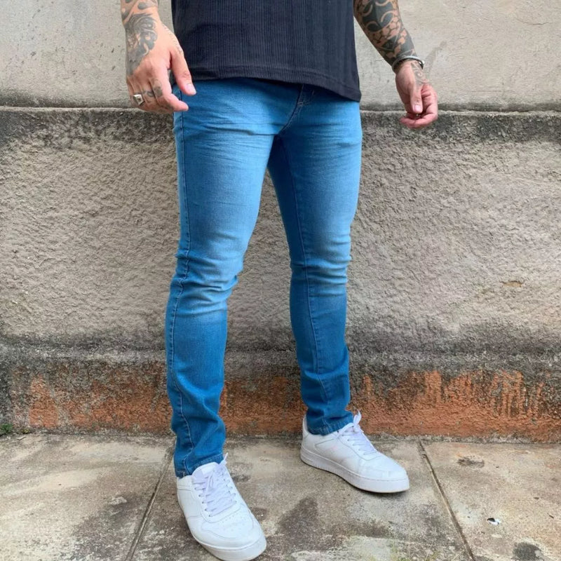 Calça Jeans Skinny Azul Masculina Casual Lançamento