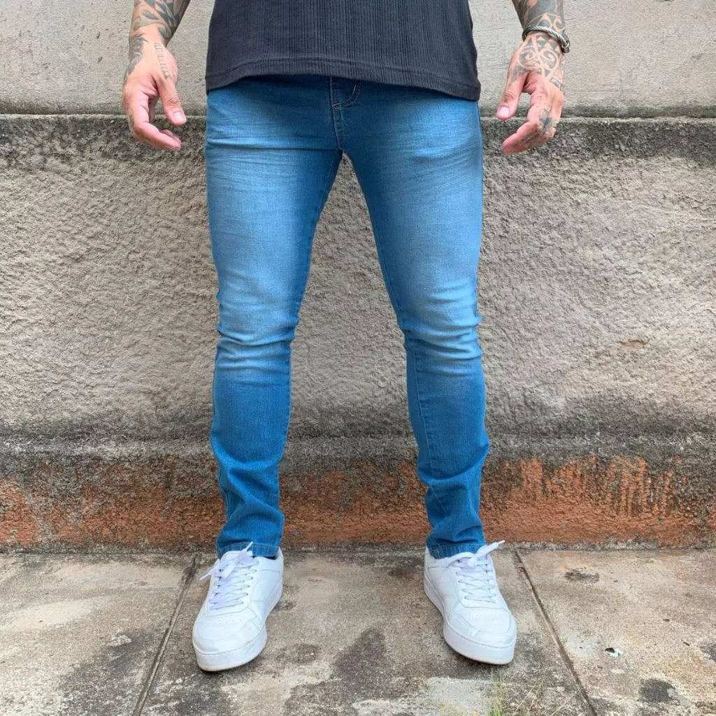 Calça Jeans Skinny Azul Masculina Casual Lançamento