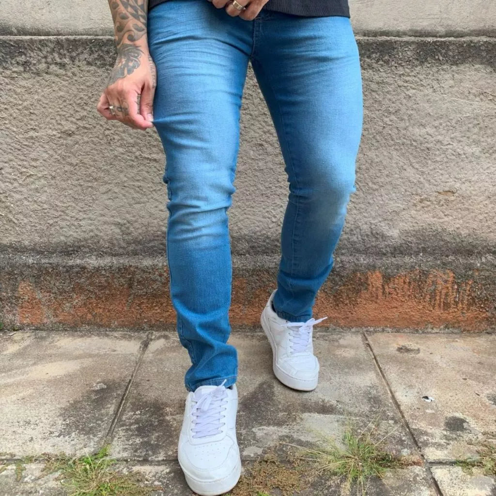 Calça Jeans Skinny Azul Masculina Casual Lançamento