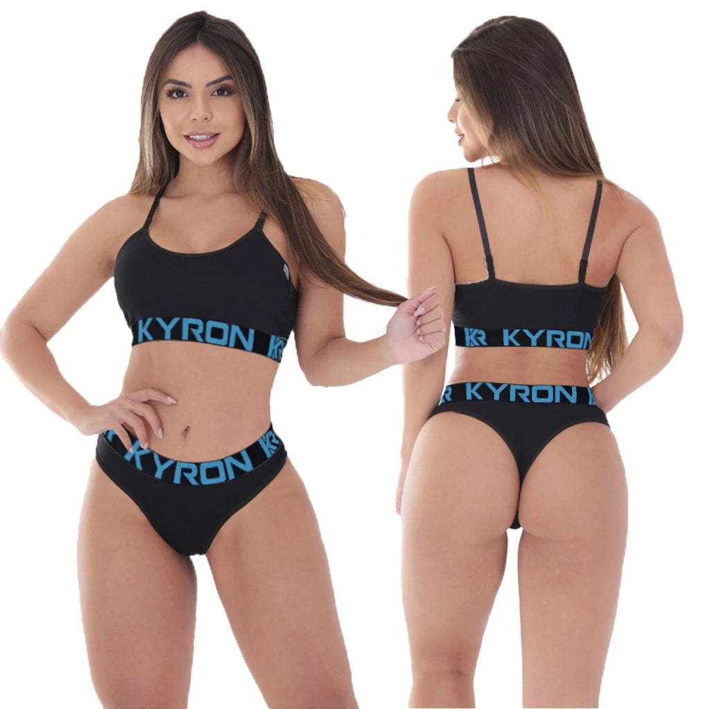 Kit 03 Conjuntos Femininos Kyron Underwear Top Calcinha com Tecido