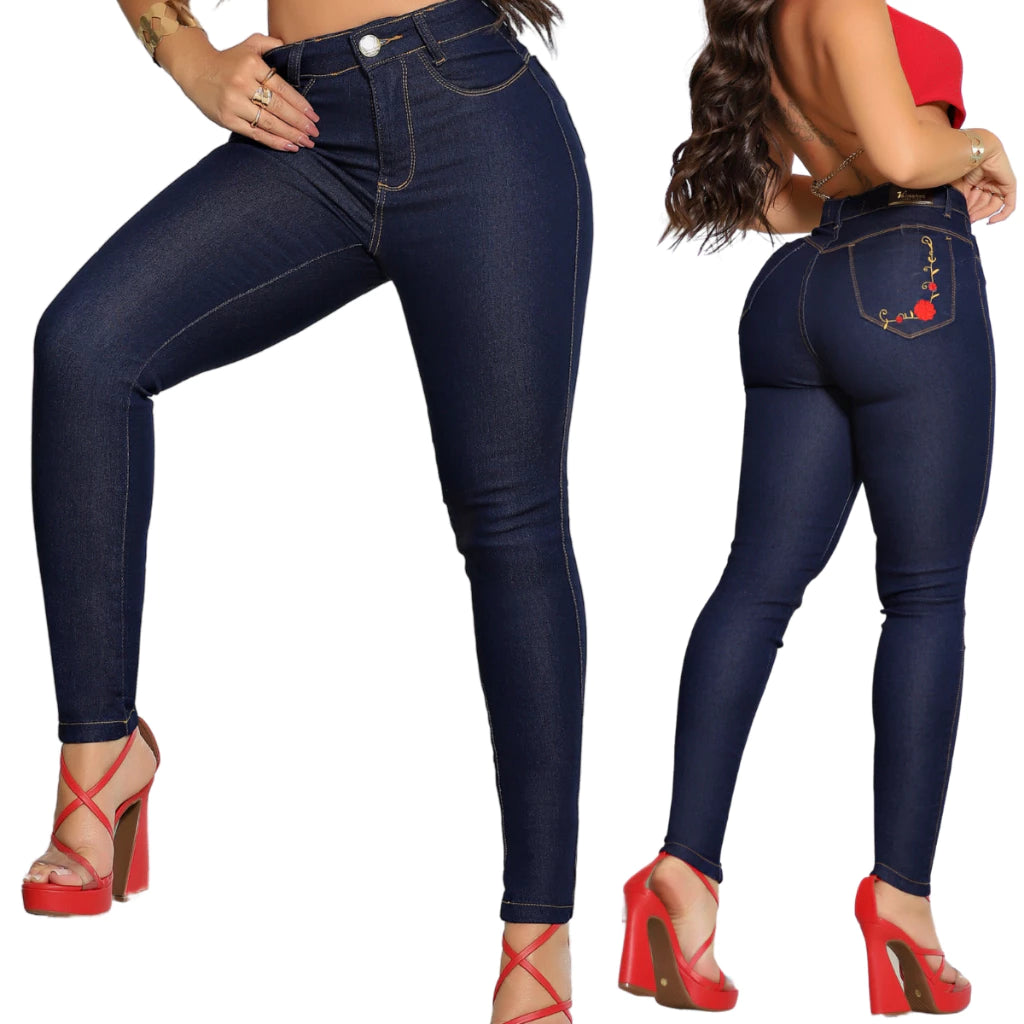 Calça Jeans Feminina cintura alta com muito elastano