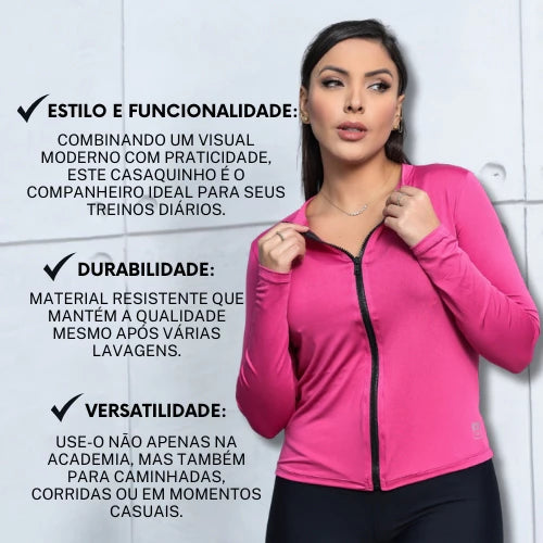 Casaquinho Casaco Fit Proteção Solar Treino Academia Zíper Slim Blusa Térmica