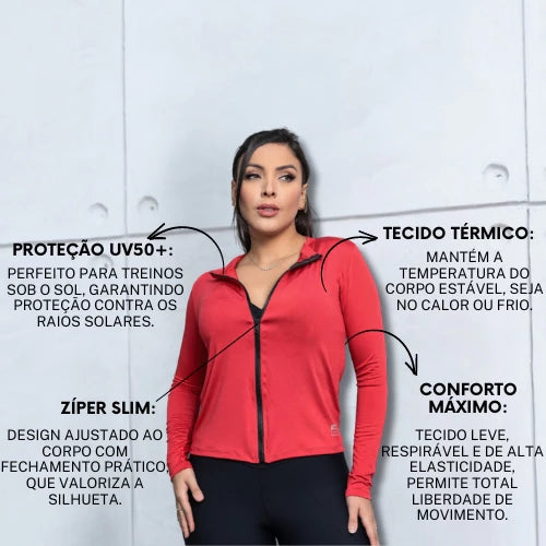 Casaquinho Casaco Fit Proteção Solar Treino Academia Zíper Slim Blusa Térmica