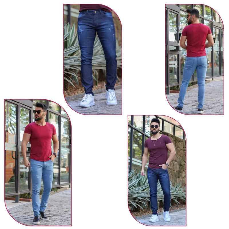 Kit 3 Calça Jeans Masculina Skinny Lycra Qualidade Premium C/ Lycra