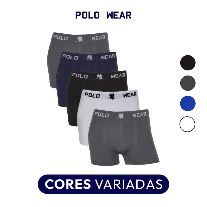 6 Unidades Cuecas Boxer Polo Wear Lisa Microfibra Masculina